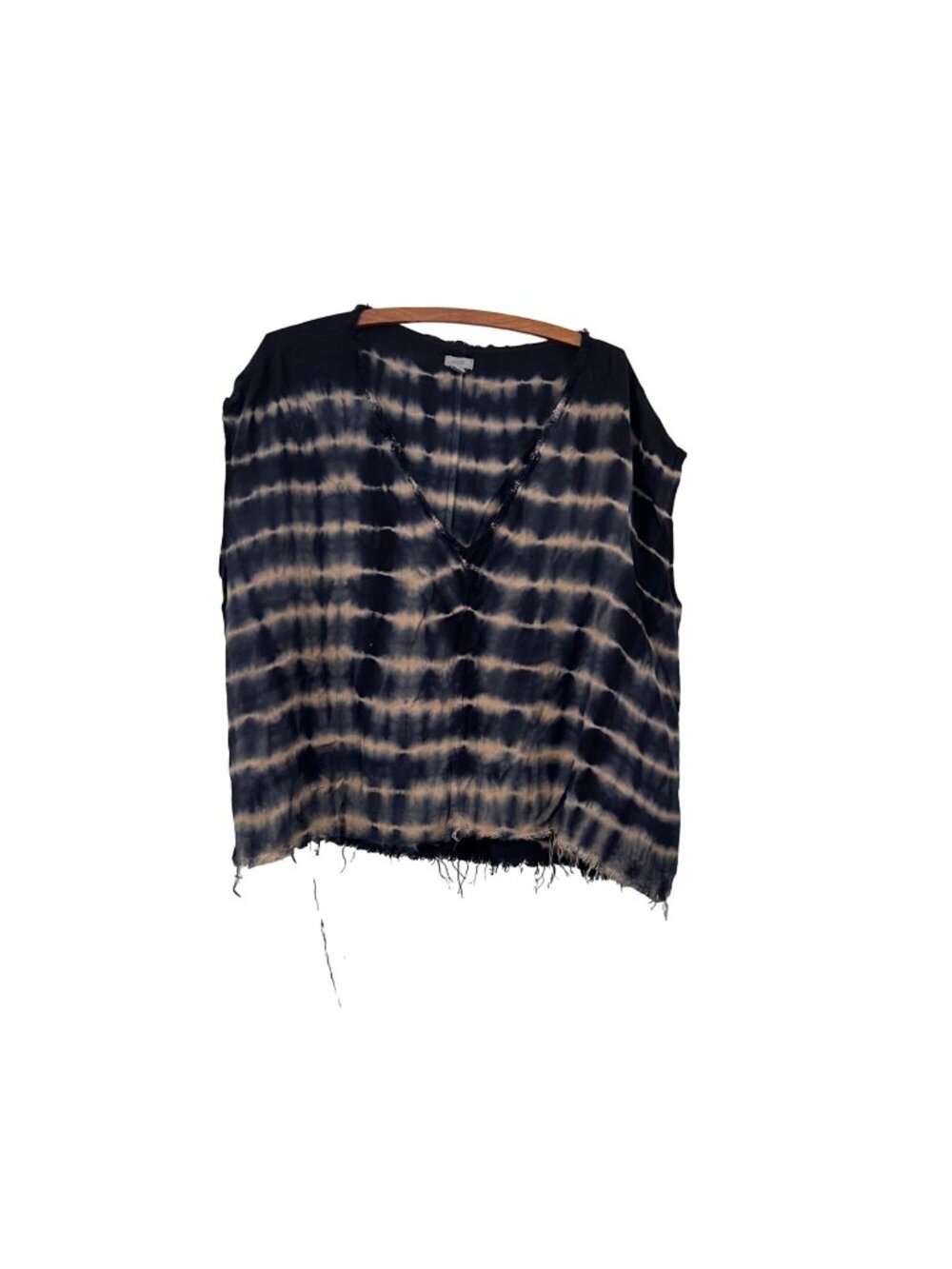 Ecote Womens Tie Dye Raw Edge Boxy Oversized Vneck Sleeveless Blouse Top Medium